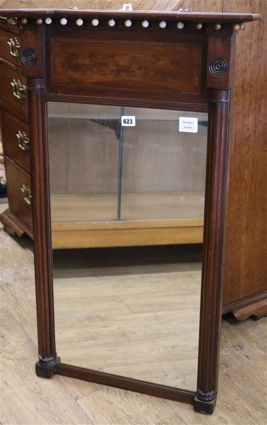 A Regency inlaid mahogany pier glass, with ivory ball frieze, W.59cm H.95cm